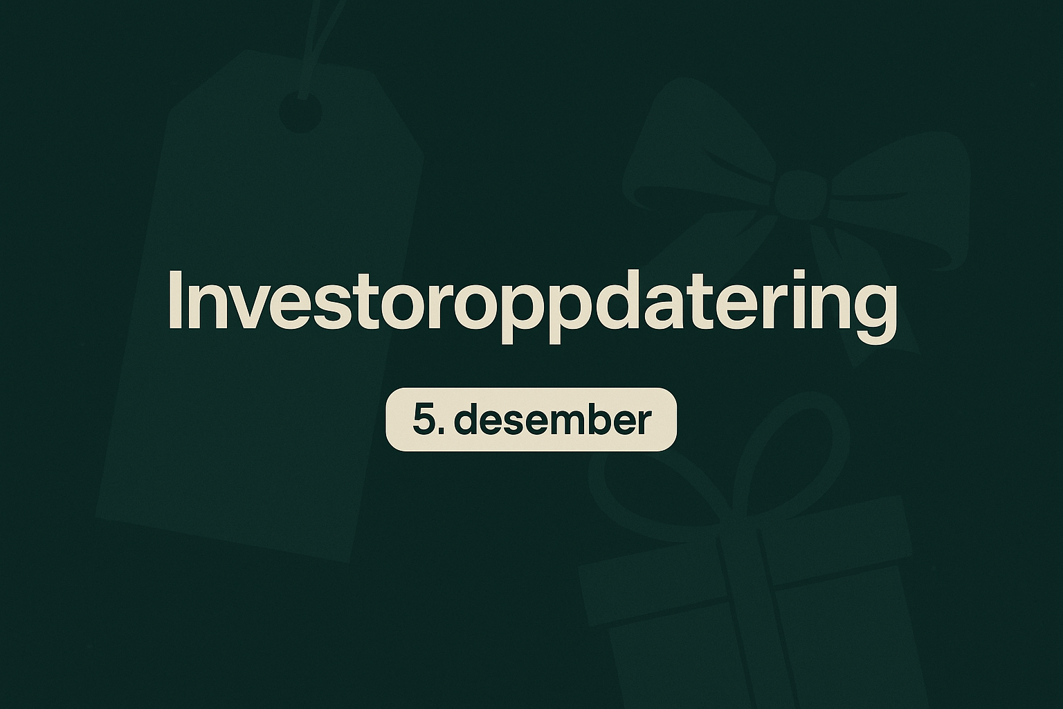Investoroppdatering - Desember